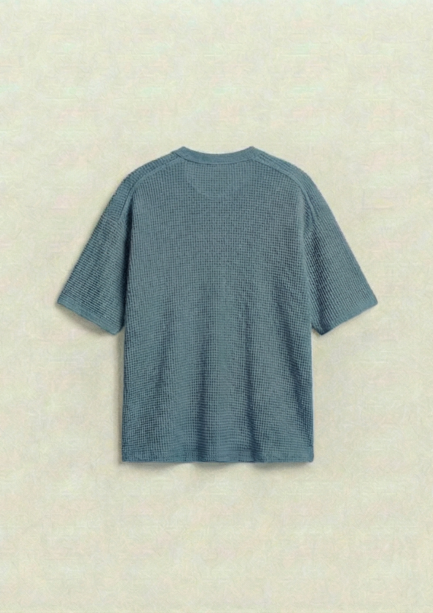Waffle Knit Oversized Tees - Steal blue