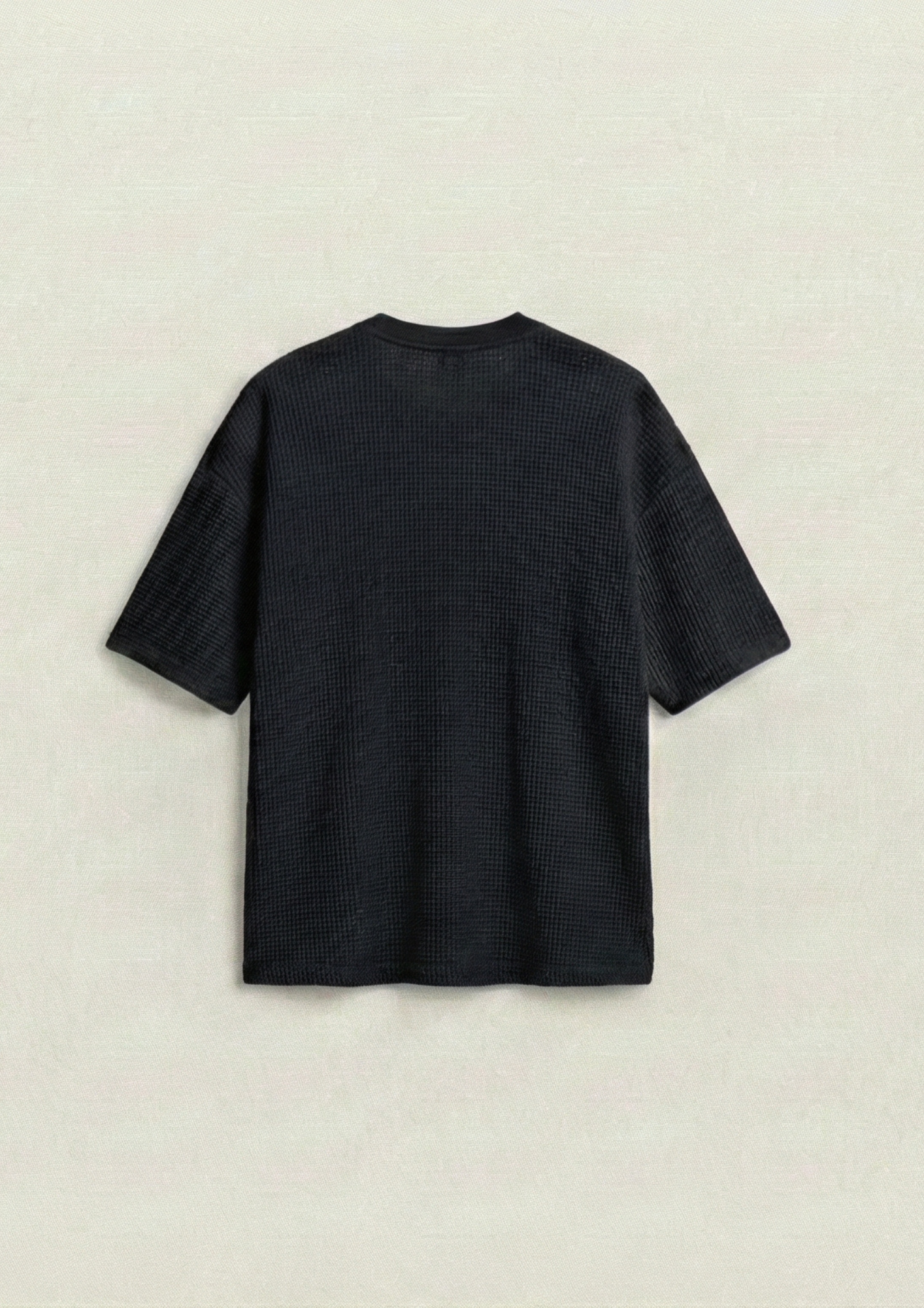 Waffle Knit Oversized Tees - Black