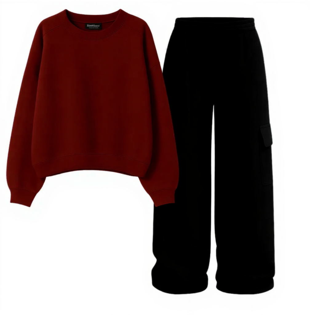 Straight Leg Cargo With Fleece Sweatshirt