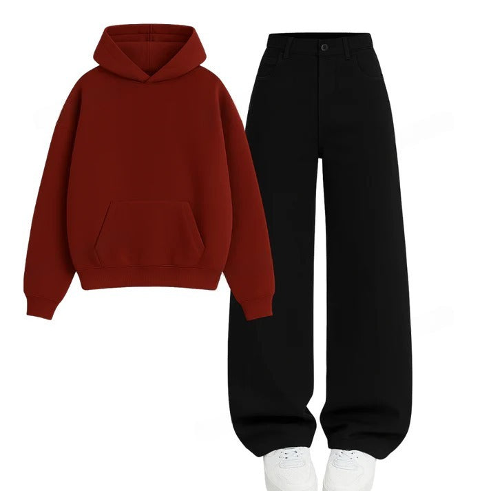 Black Wide Leg Jeans With Hoodie