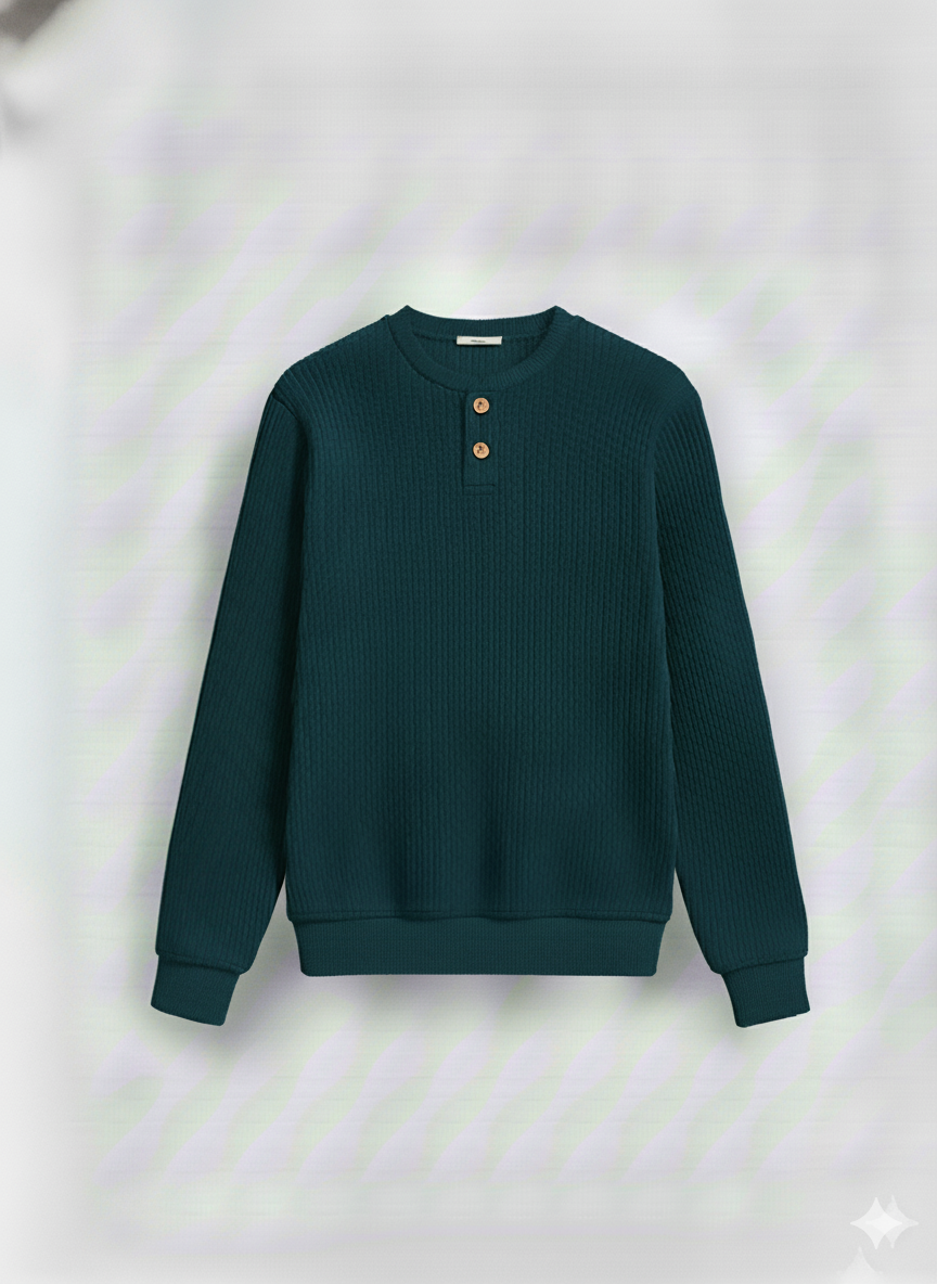 2 Pieces Waffle Knit Henley Pack (Gray & Deep Teal)