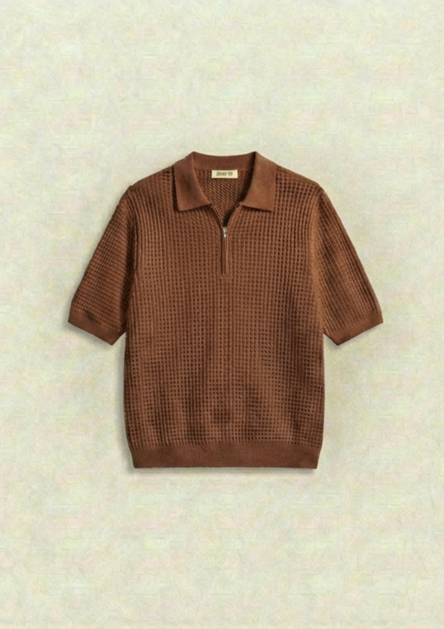 Pack of 2 – Waffle Knit Zipper Polo - (White – Brown)