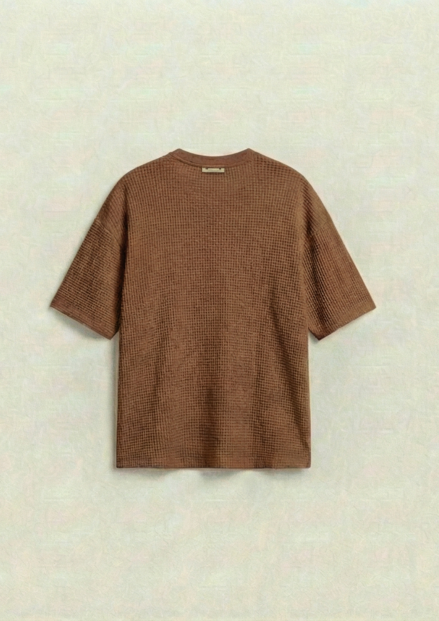 Waffle Knit Oversized Tees - Brown