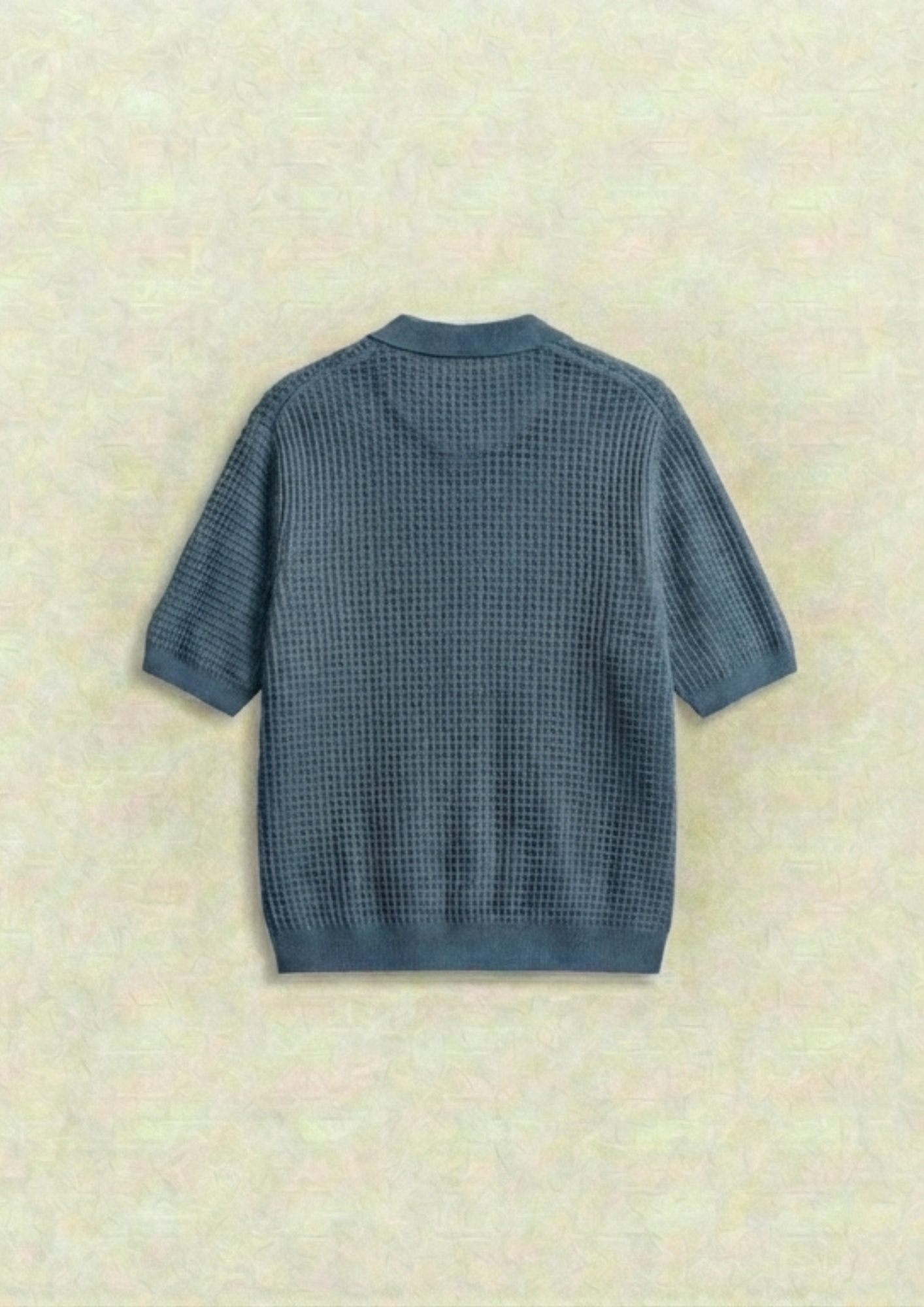 Pack of 2 – Waffle Knit Zipper Polo - (Black – Steel Blue)