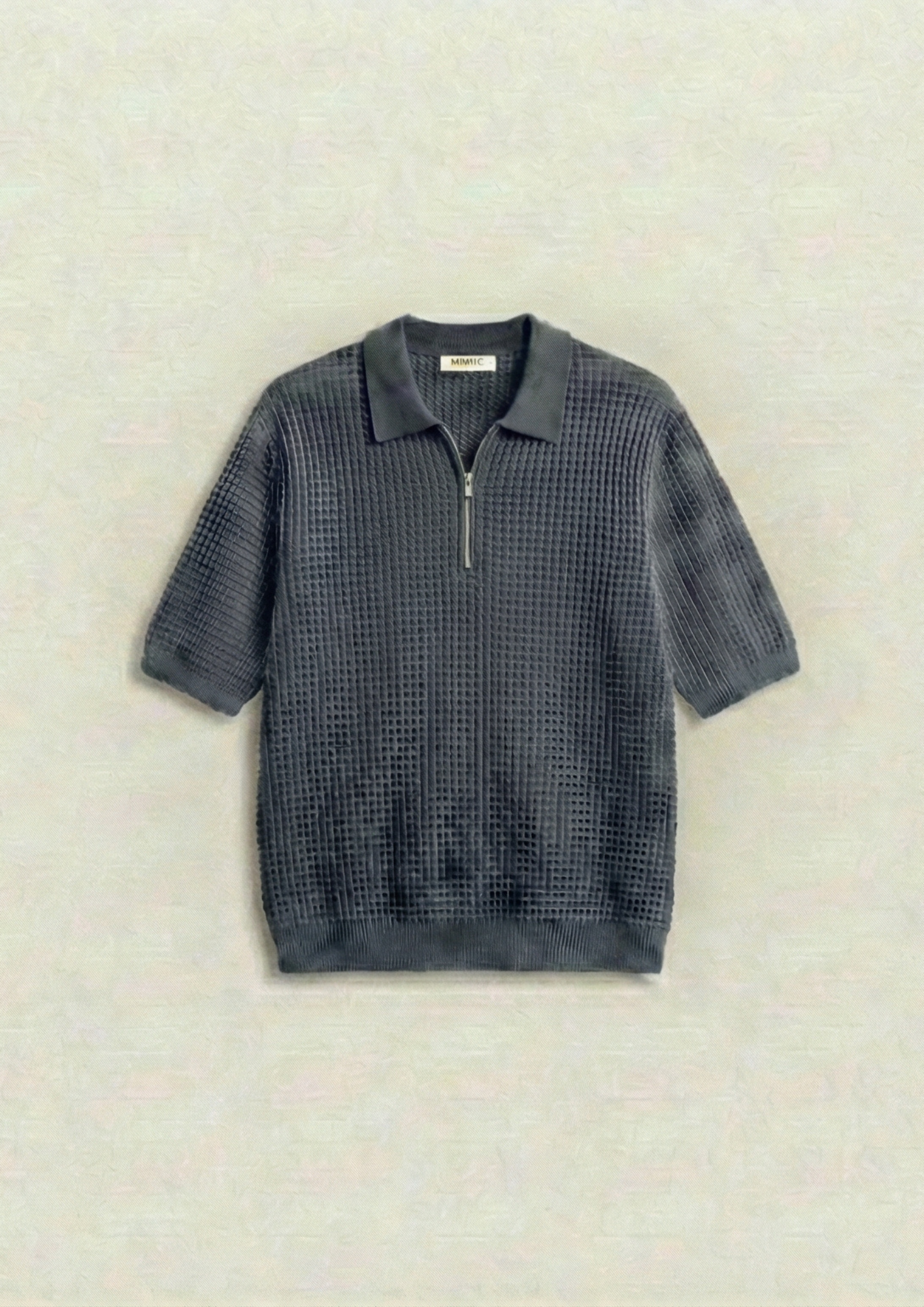 Pack of 2 – Waffle Knit Zipper Polo - (Dodger Blue – Steel Gray)