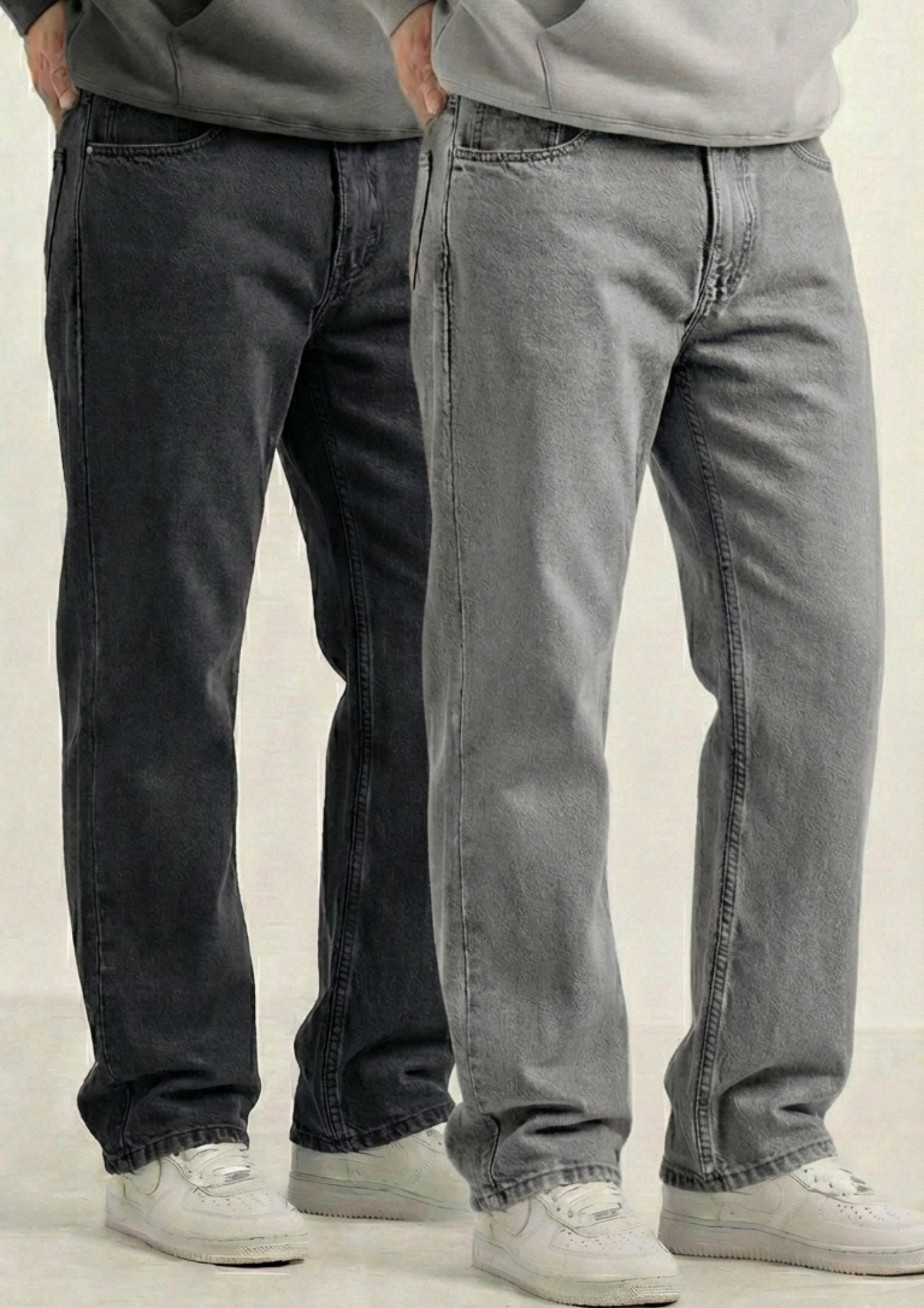 Men's Regular Fit Pack Of 2 - Jeans (Dark gray & Gray)