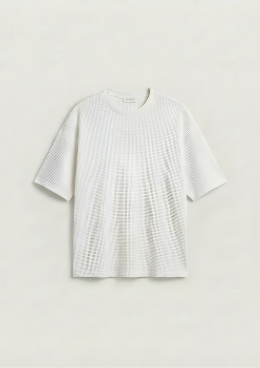 Waffle Knit Oversized Tees - White