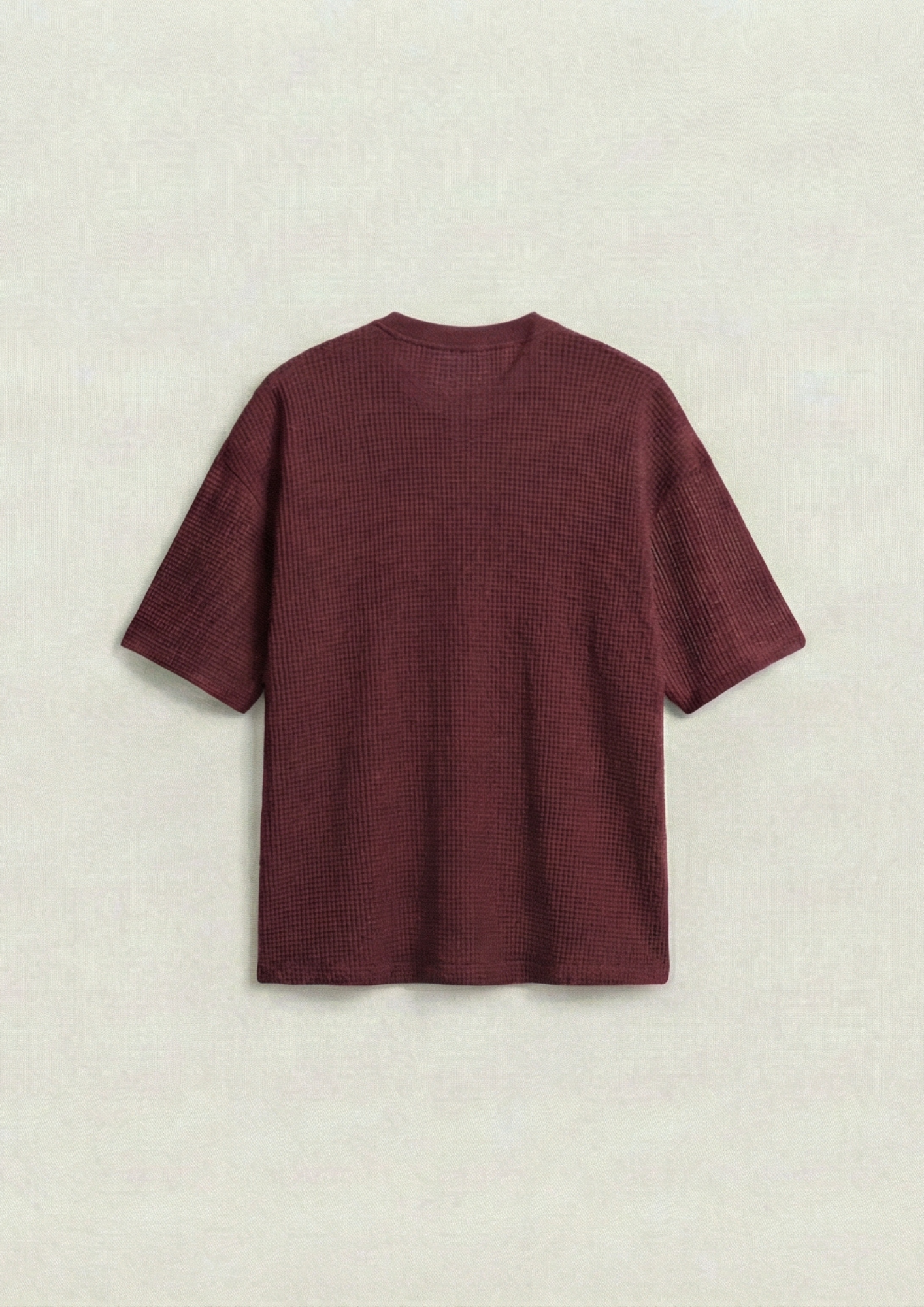 Pack of 2 – Waffle Knit Oversized Tees - (White – Maroon)