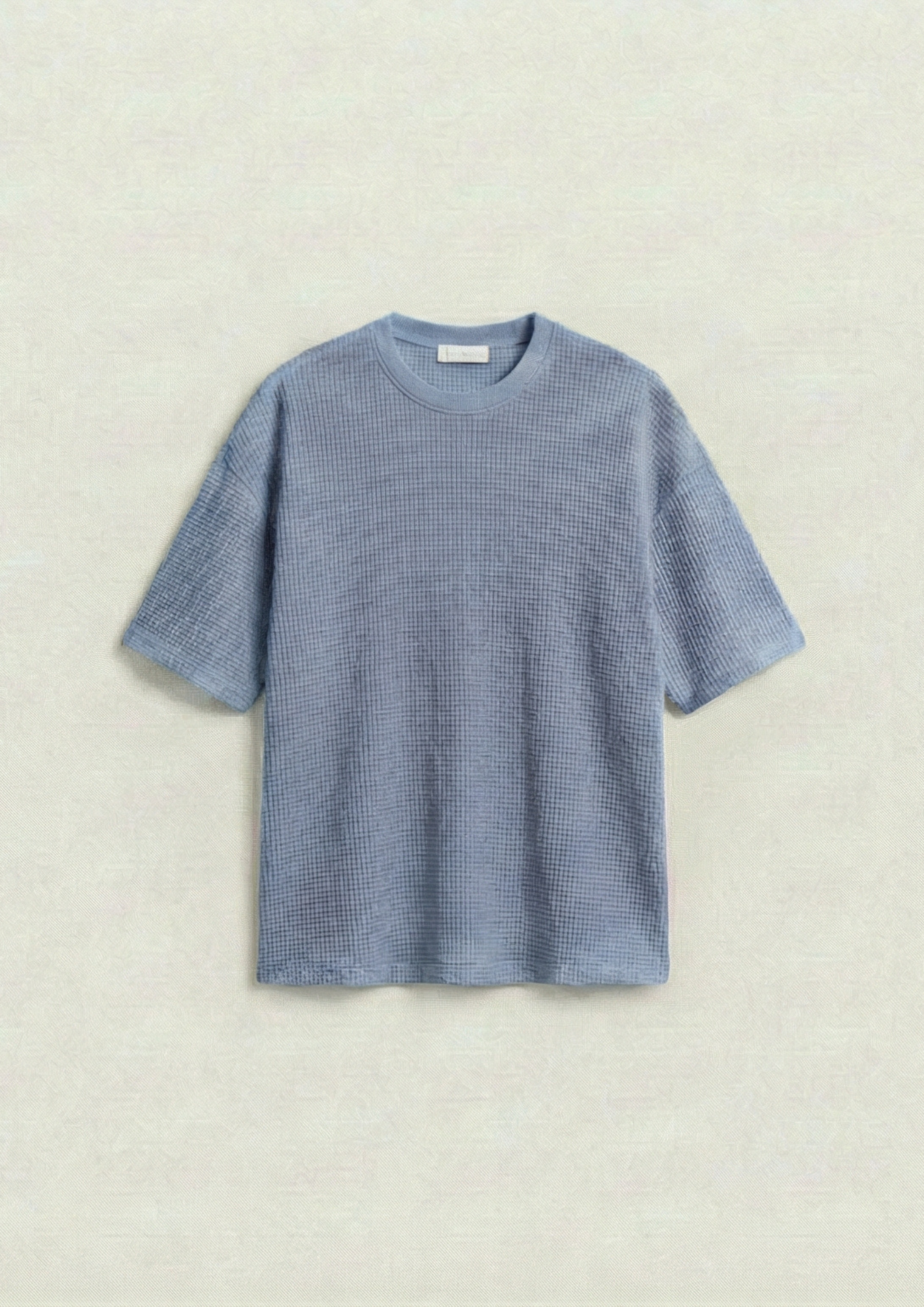 Pack of 2 – Waffle Knit Oversized Tees - (White – Light Blue)