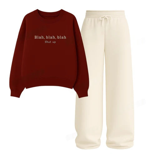 Straight Leg Trouser With Blah Blah Sweatshirt