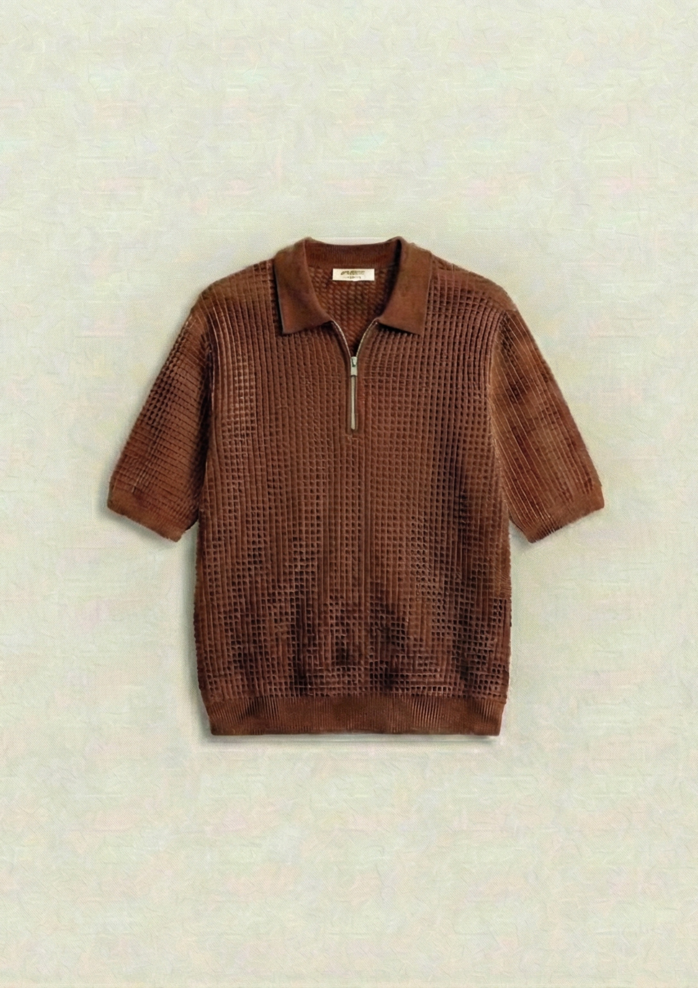 Pack of 2 – Waffle Knit Zipper Polo - (White - Rust)