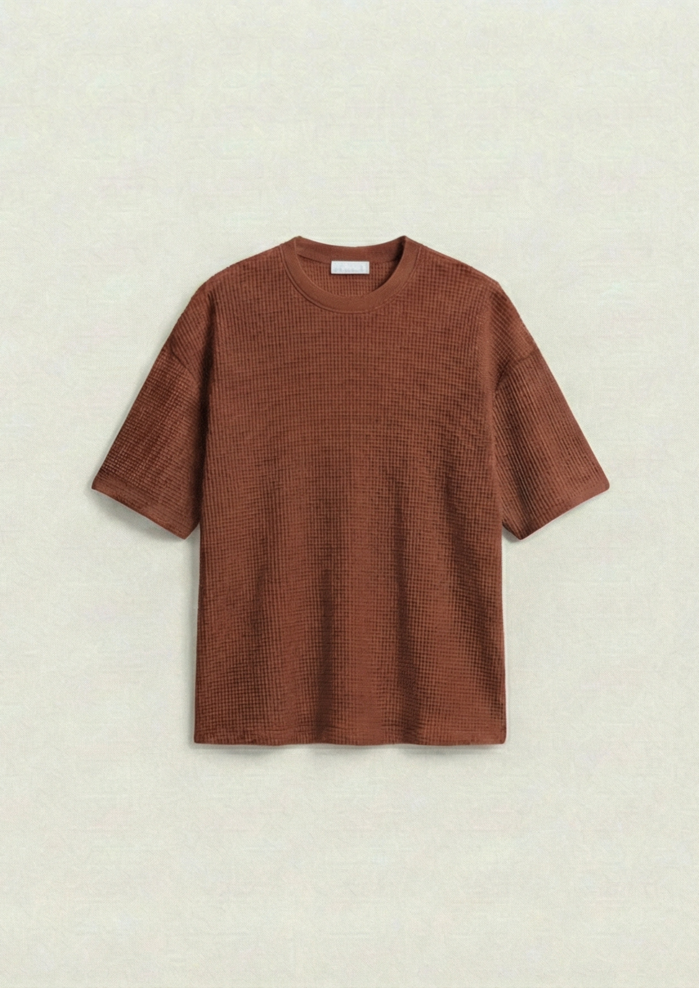 Waffle Knit Oversized Tees - Rust
