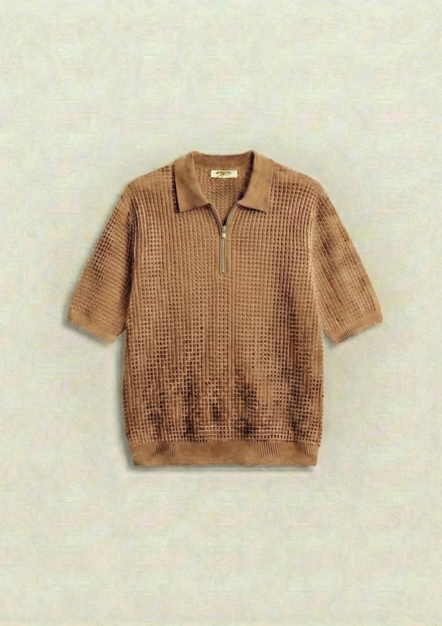 Pack of 2 – Waffle Knit Zipper Polo - (Bottle Green – Desert Sand)