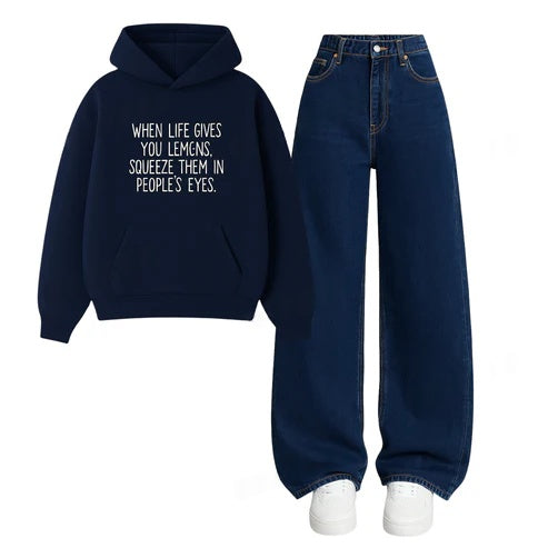 Baggy Jeans With Squeeze Lemon In Other Eyes Hoodie