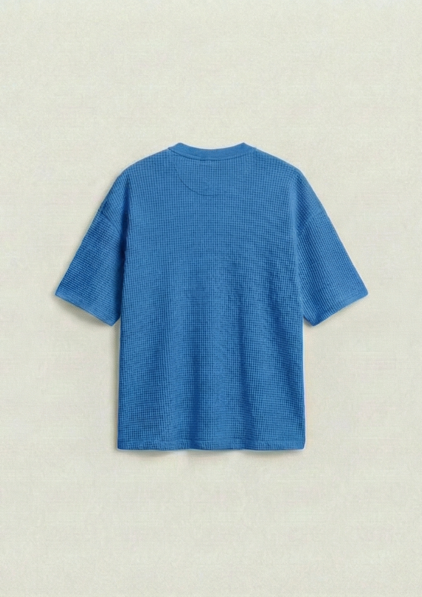 Pack of 2 – Waffle Knit Oversized Tees - (Dodger Blue – Cream)