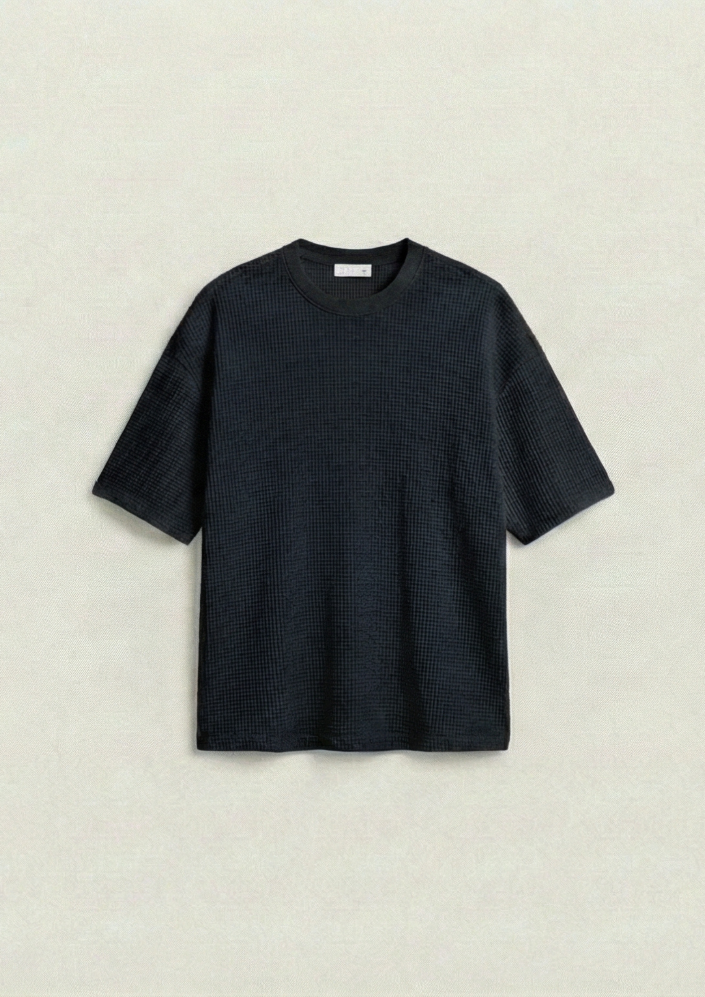 Pack of 2 – Waffle Knit Oversized Tees - (Black – Cream)