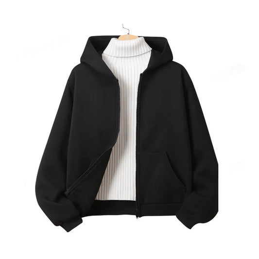 Black Fleece Zipper With Highneck