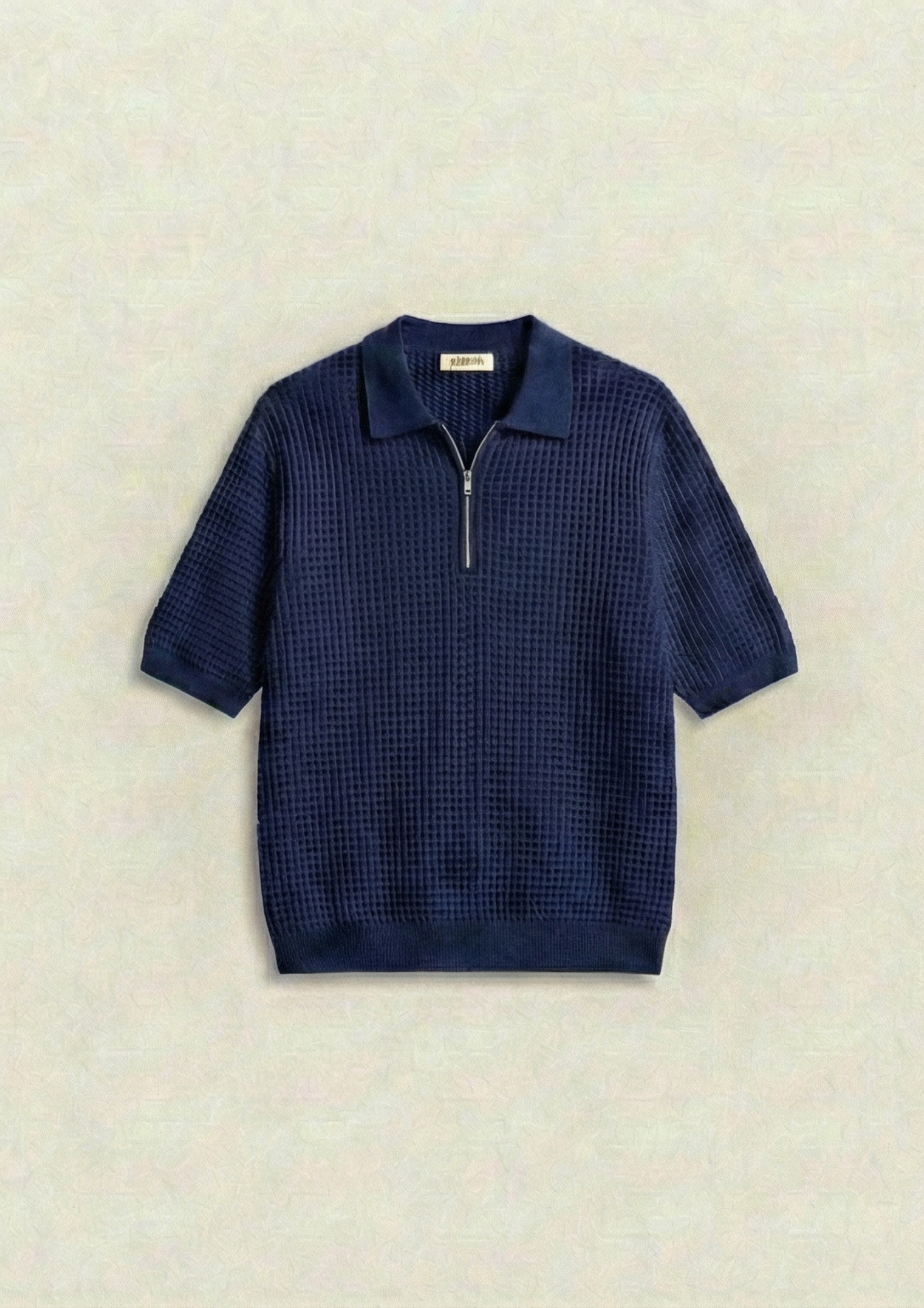 Pack of 2 – Waffle Knit Zipper Polo - (Navy Blue – Charcoal)