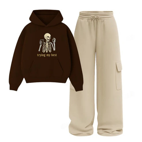 Straight Leg Cargo With Trying My Best Hoodie