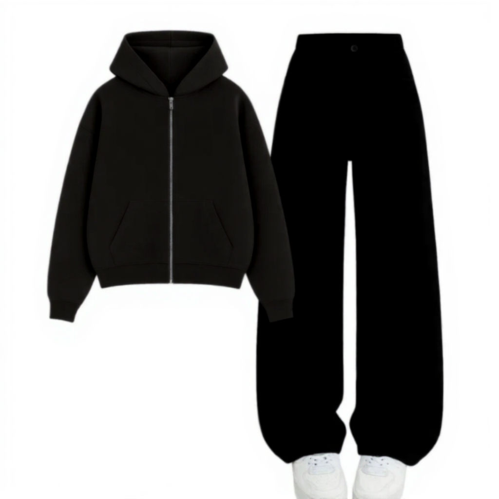 Black Wide Leg Jeans With Zipper