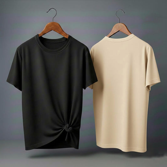 Drop Shoulder Pack of Two (Black & Cream)