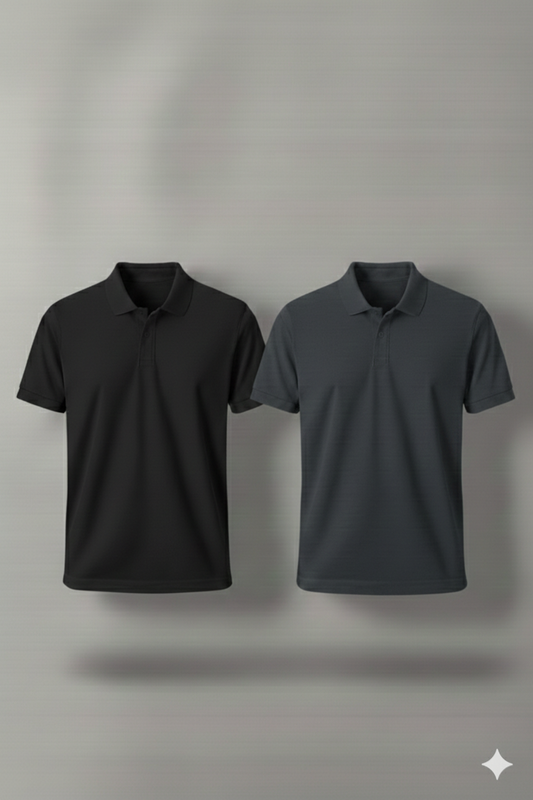 Polo Shirt Pack of Two (BLACK AND DARK GRAY)