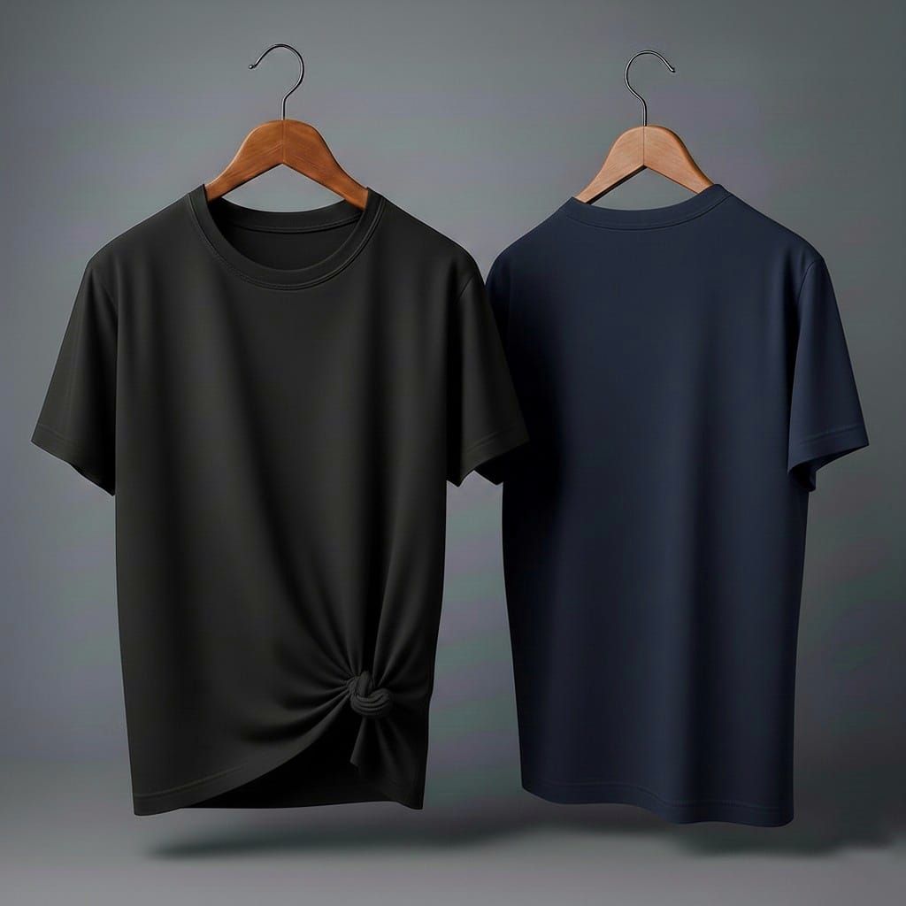 Drop Shoulder Pack of Two (Black & Navy Blue)