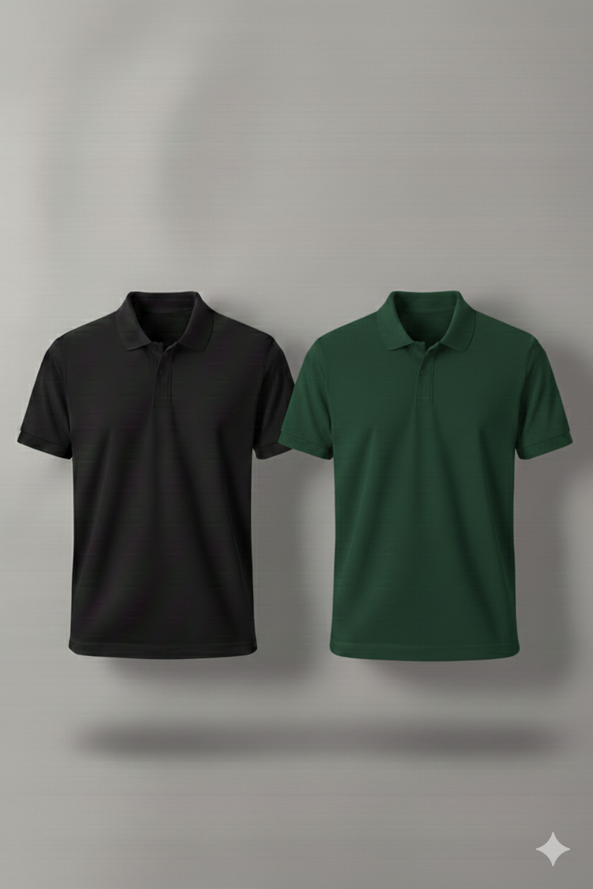 Polo Shirt Pack of Two (BLACK AND GREEN)