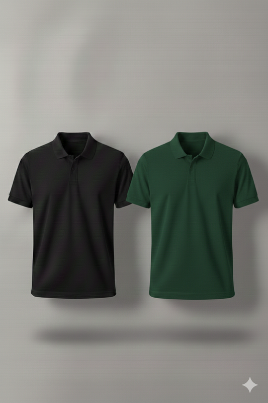 Polo Shirt Pack of Two (BLACK AND GREEN)