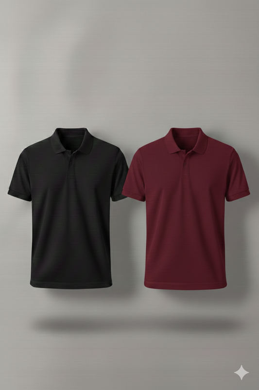 Polo Shirt Pack of Two (BLACK AND MAROON)