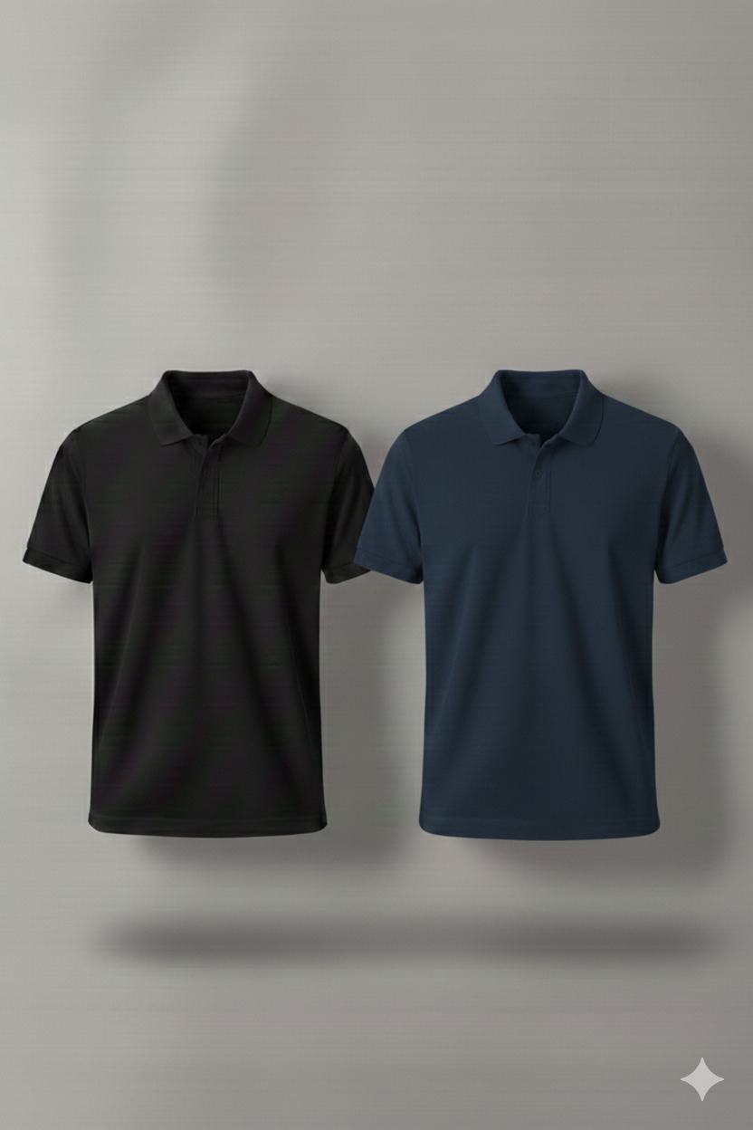 Polo Shirt Pack of Two (BLACK AND NAVY BLUE)