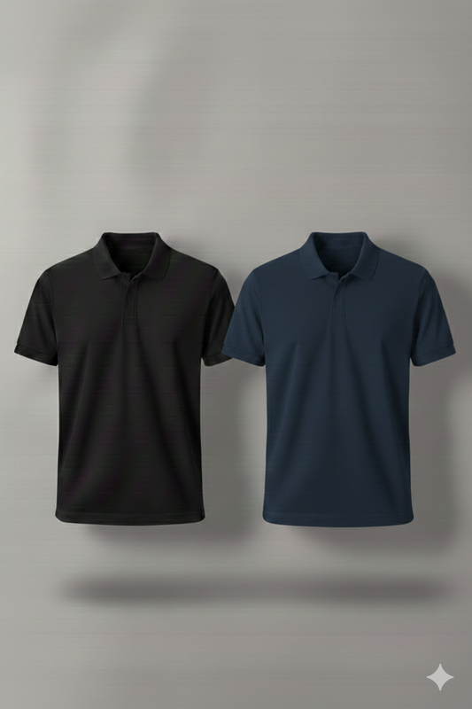 Polo Shirt Pack of Two (BLACK AND NAVY BLUE)