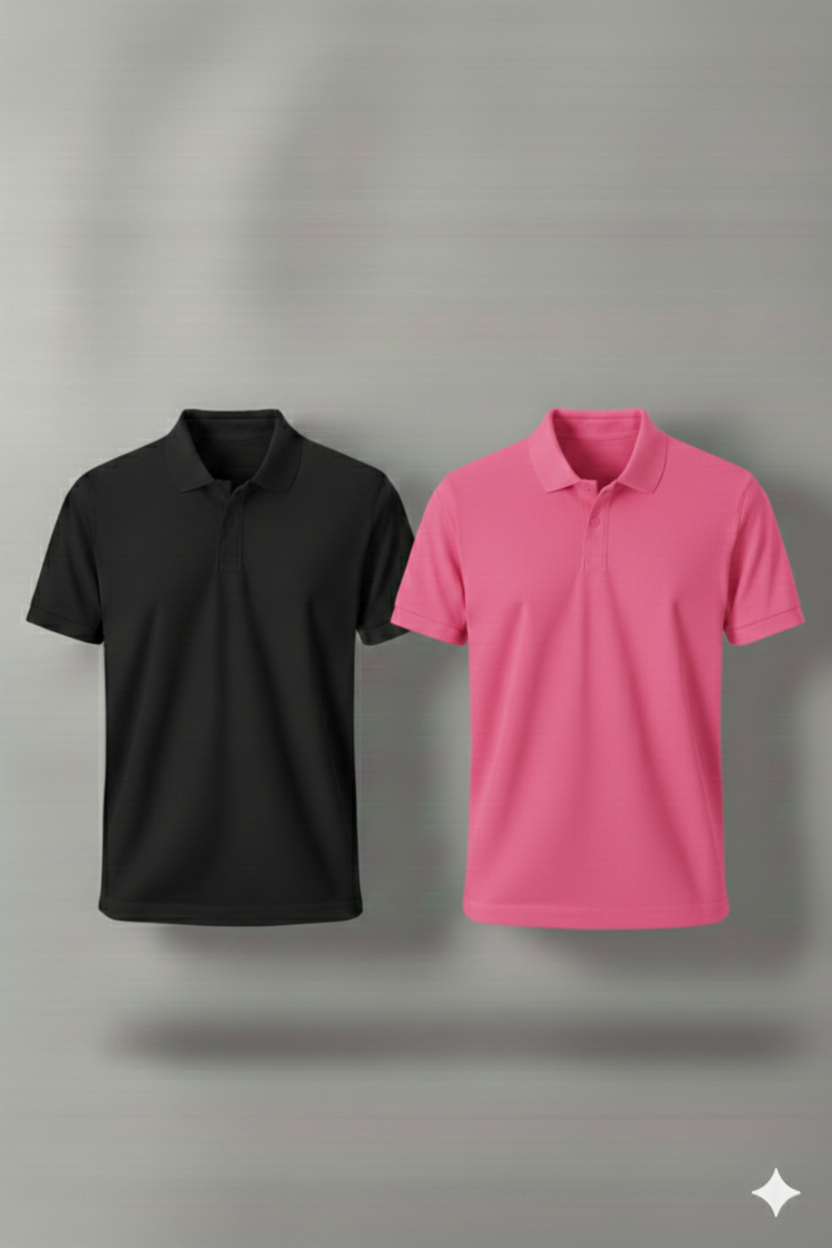 Polo Shirt Pack of Two (BLACK AND PINK)