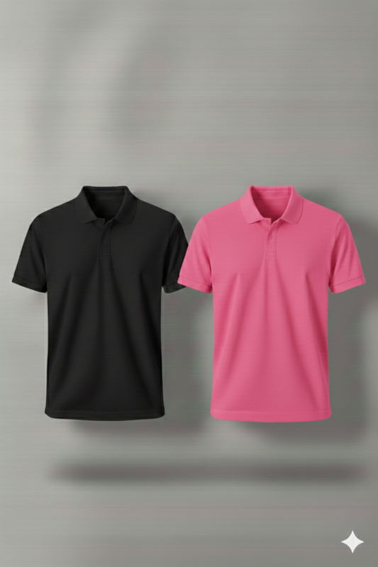 Polo Shirt Pack of Two (BLACK AND PINK)