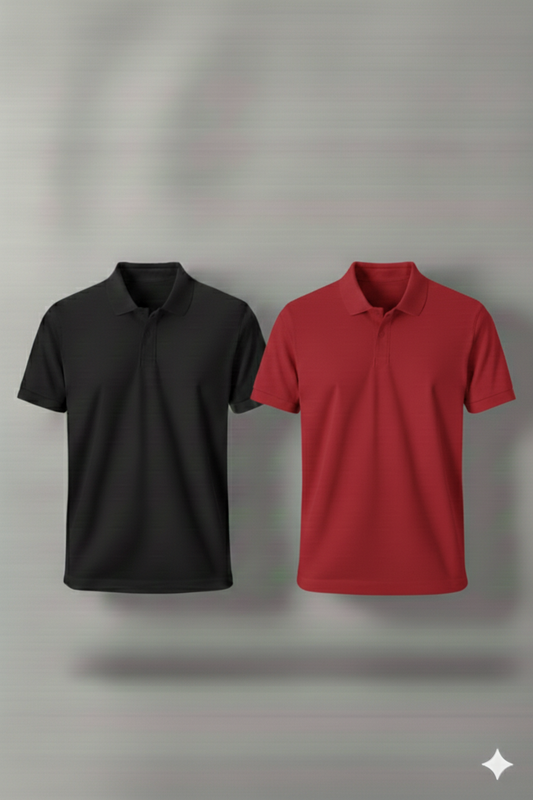 Polo Shirt Pack of Two (BLACK AND RED)