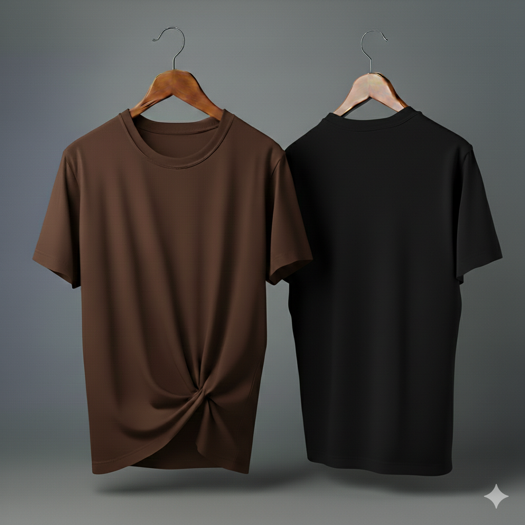 Drop Shoulder Pack of Two (Brown & Black)