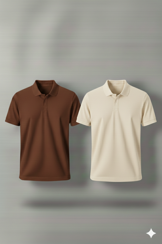Polo Shirt Pack of Two (BROWN AND CREAM)