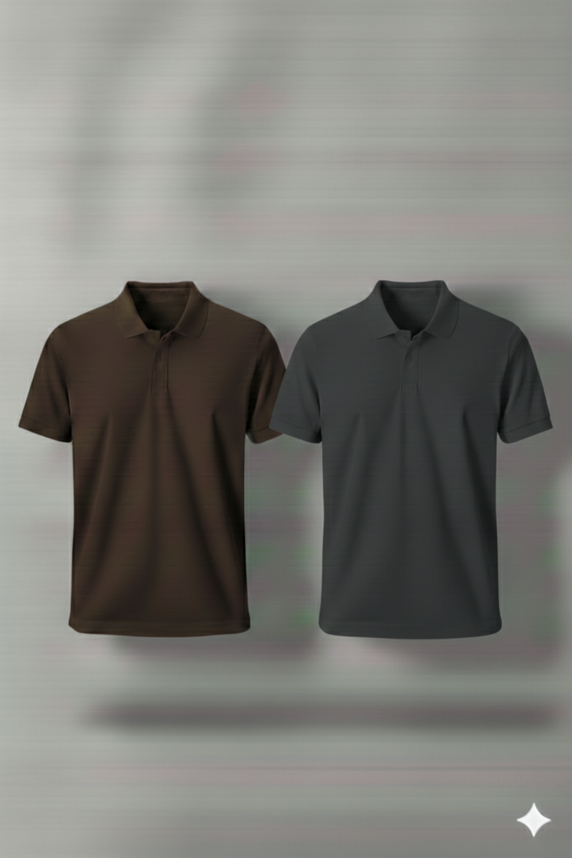 Polo Shirt Pack of Two (BROWN AND DARK GRAY)