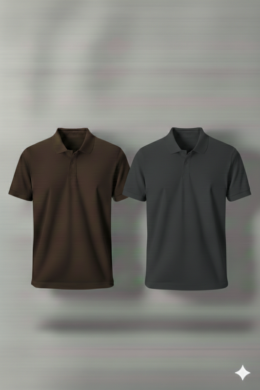 Polo Shirt Pack of Two (BROWN AND DARK GRAY)