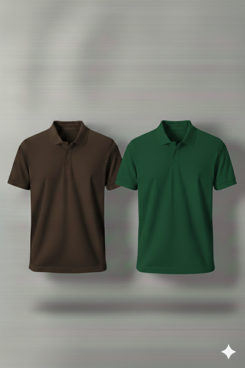 Polo Shirt Pack of Two (BROWN AND GREEN)