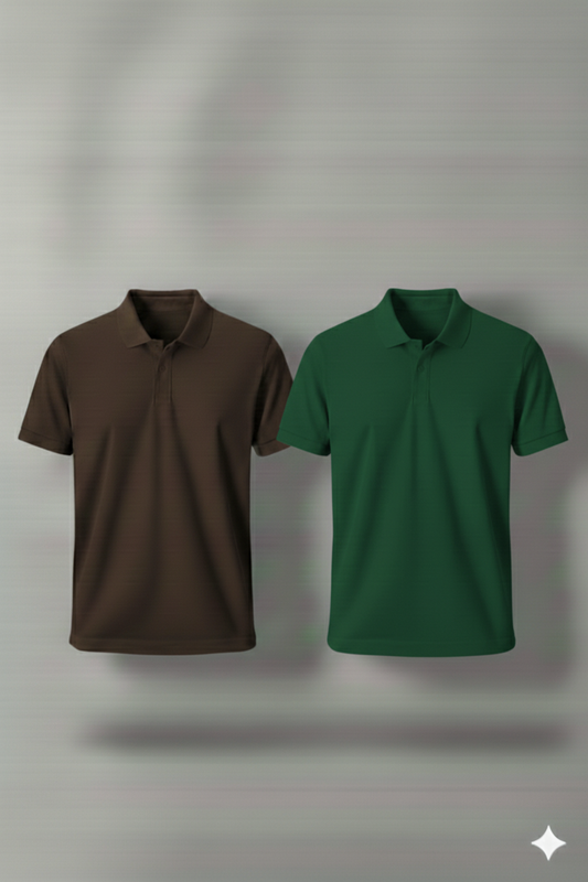 Polo Shirt Pack of Two (BROWN AND GREEN)