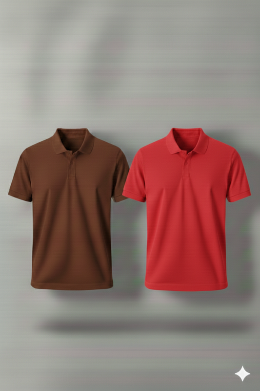 Polo Shirt Pack of Two (BROWN AND RED)