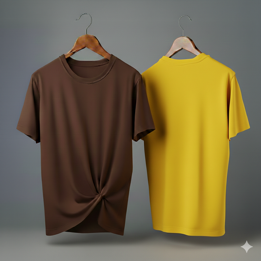 Drop Shoulder Pack of Two (Brown & Yellow)