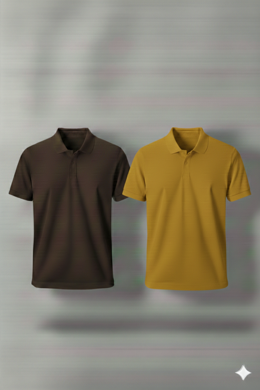 Polo Shirt Pack of Two (BROWN AND YELLOW)