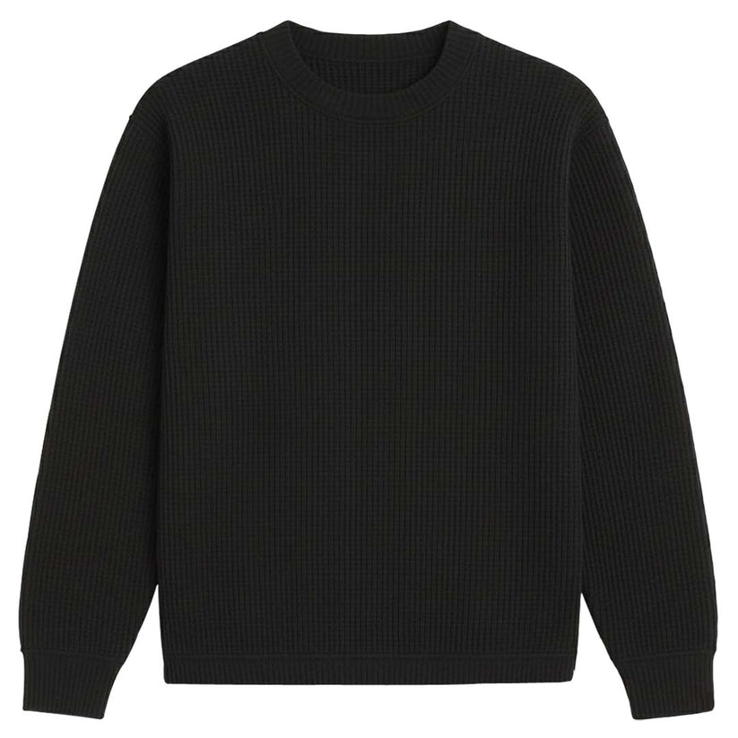 2 Pieces Waffle Knit SweatShirt ( BLACK & BROWN )