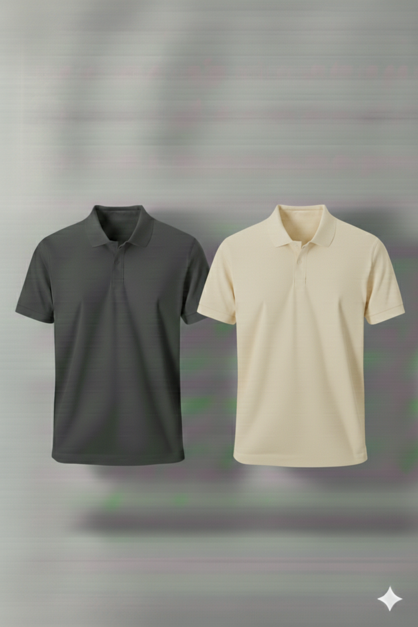 Polo Shirt Pack of Two (DARK GRAY AND CREAM)