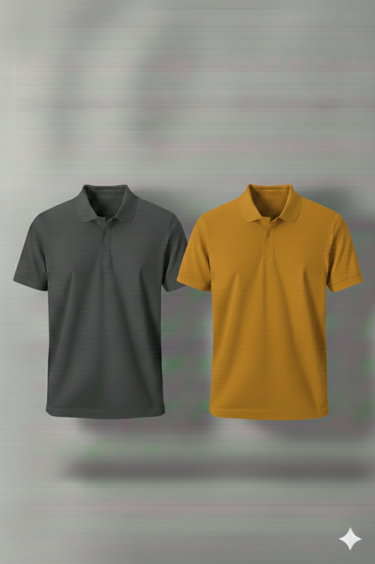 Polo Shirt Pack of Two (DARK GRAY AND YELLOW)