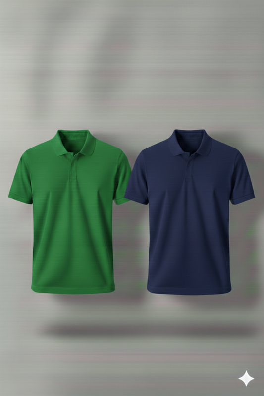 Polo Shirt Pack of Two (GREEN AND NAVY BLUE)