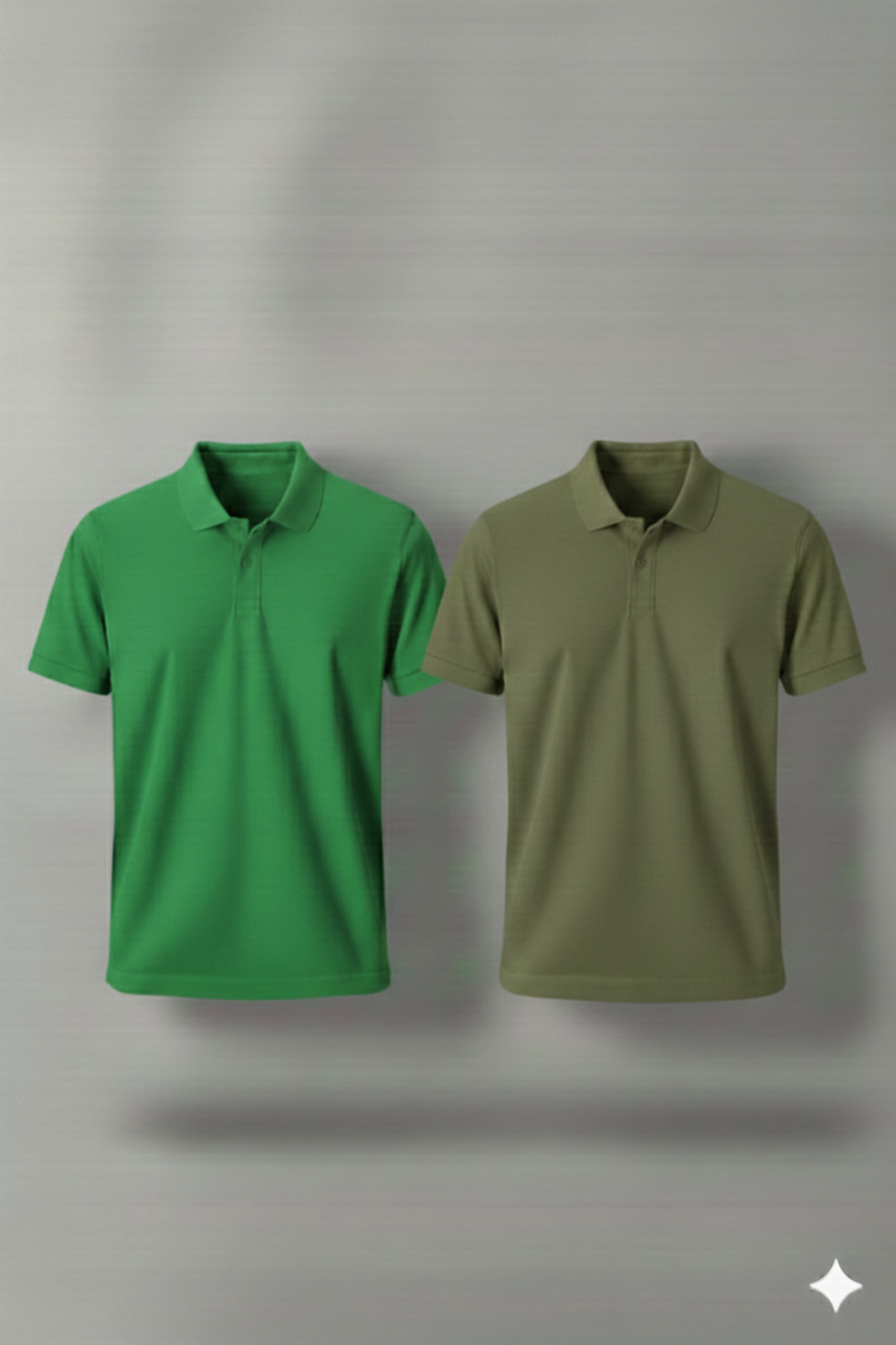 Polo Shirt Pack of Two (GREEN AND OLIVE GREEN)