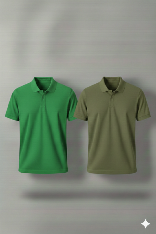 Polo Shirt Pack of Two (GREEN AND OLIVE GREEN)